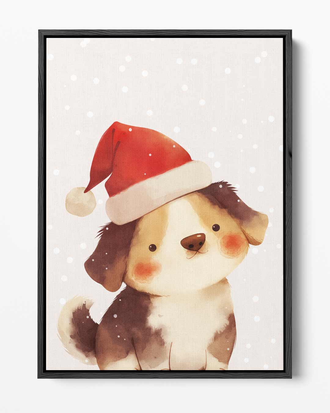 Schattige Kerst Puppy Illustratie – portret kunstwerk als wanddecoratie