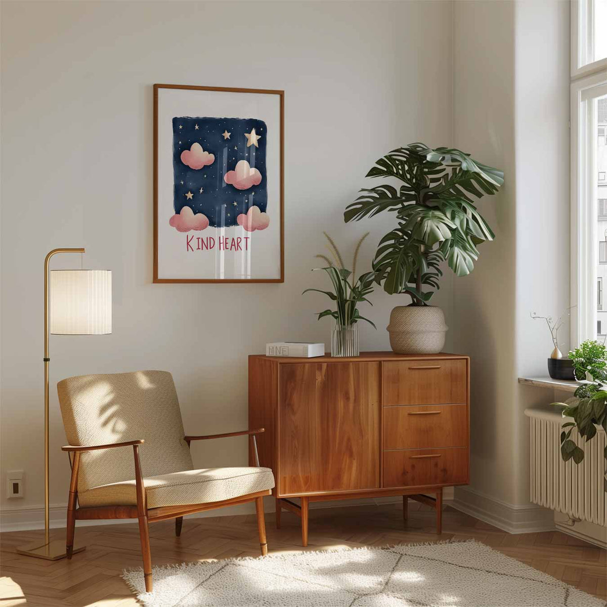 Dromerige Hemel – speelse wandkunst als portret kinderposter