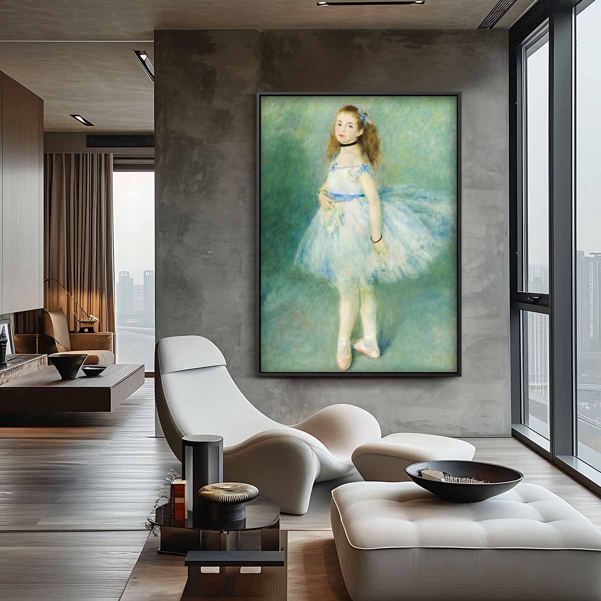 Kleine danseres in blauw – dibond wanddecoratie in staand formaat