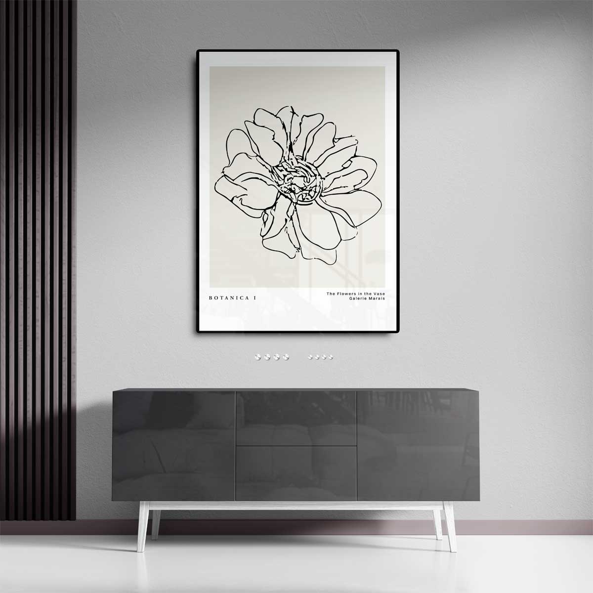 Bloemenkunst in Lijn – dibond kunstwerk als wanddecoratie