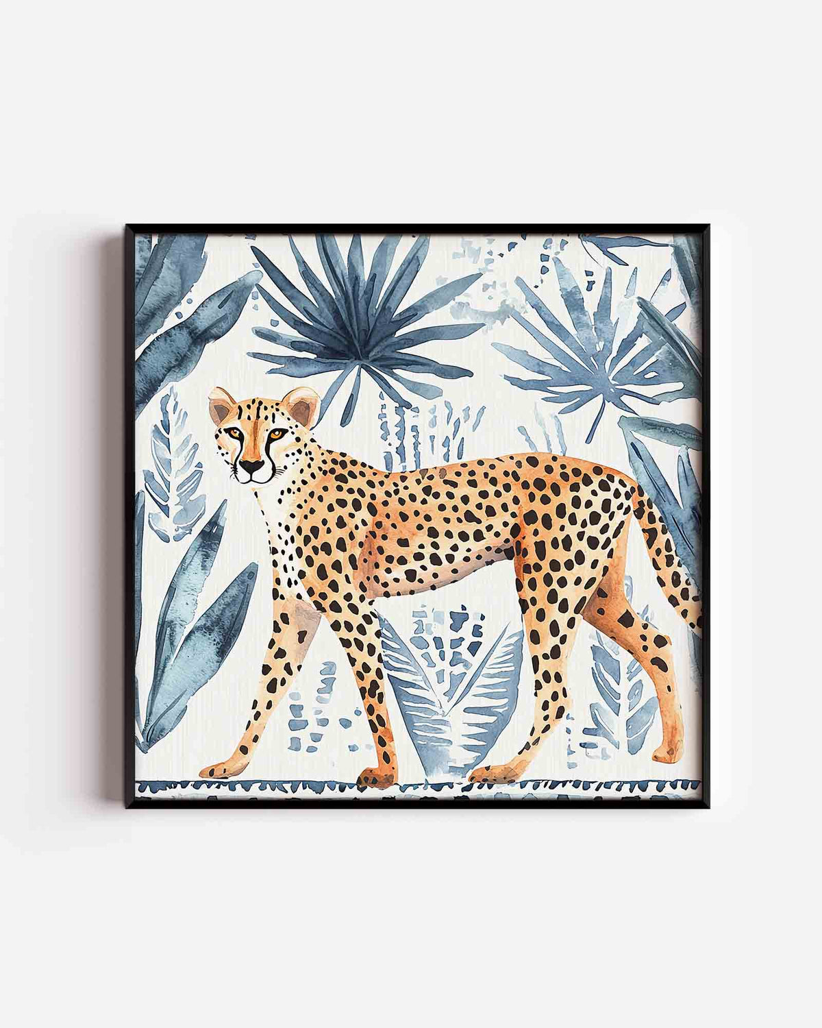 Luipaard en bladeren – vierkante dierenposter als wanddecoratie