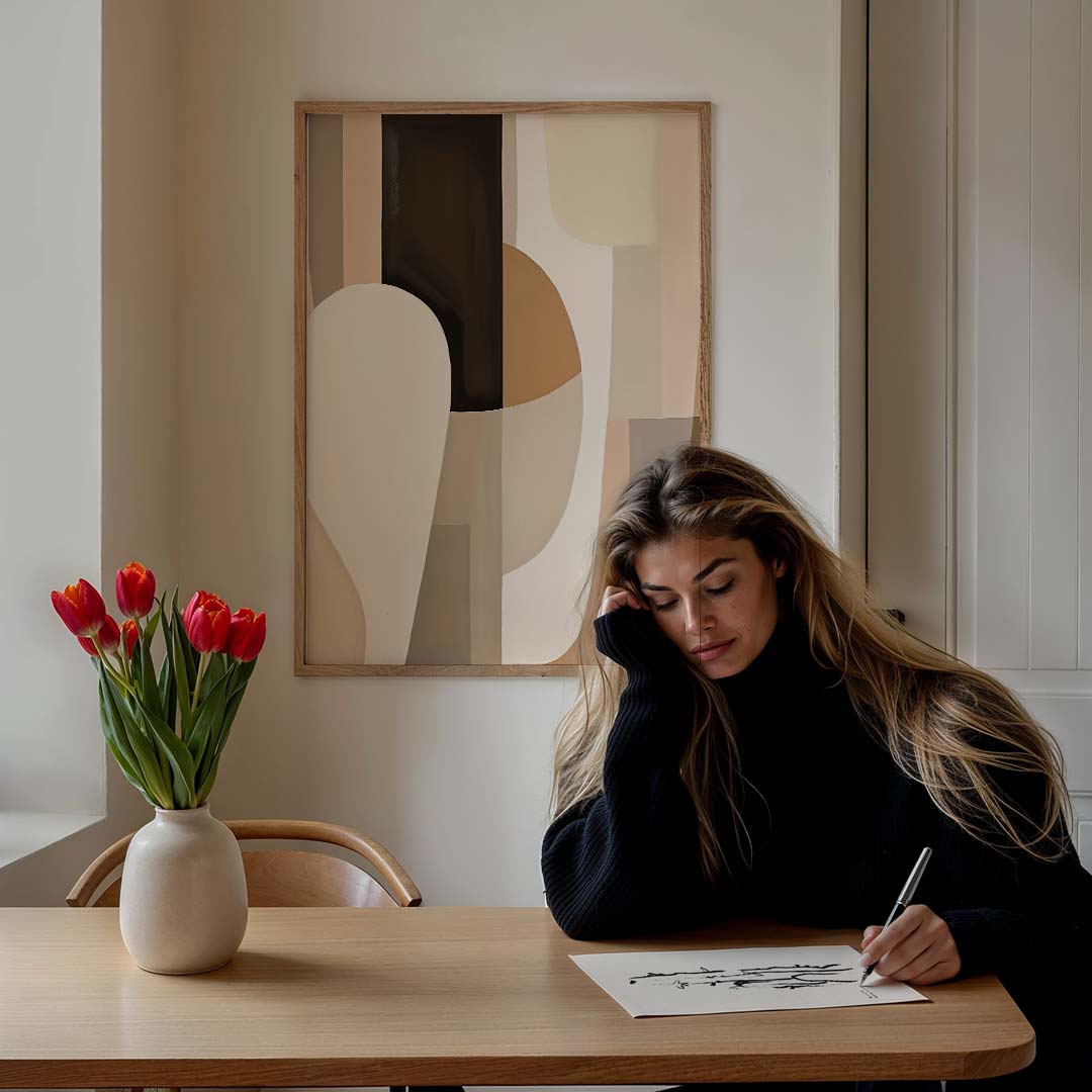 Abstracte Aardetinten – staande muurposter met abstracte vormen