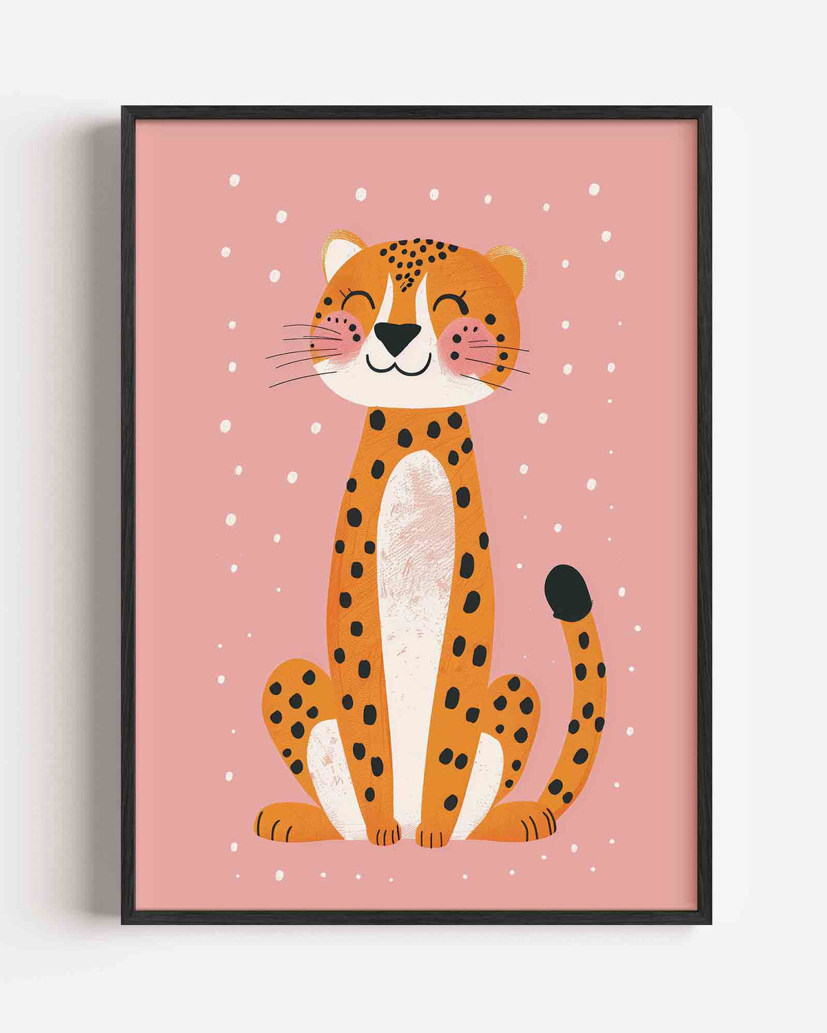 Lachende luipaard – kids portret poster als wanddecoratie
