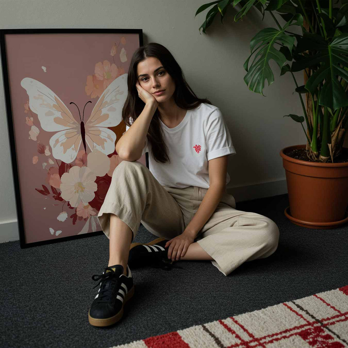 Vlinderbloemen Kunstposter – zomerse poster in staand formaat