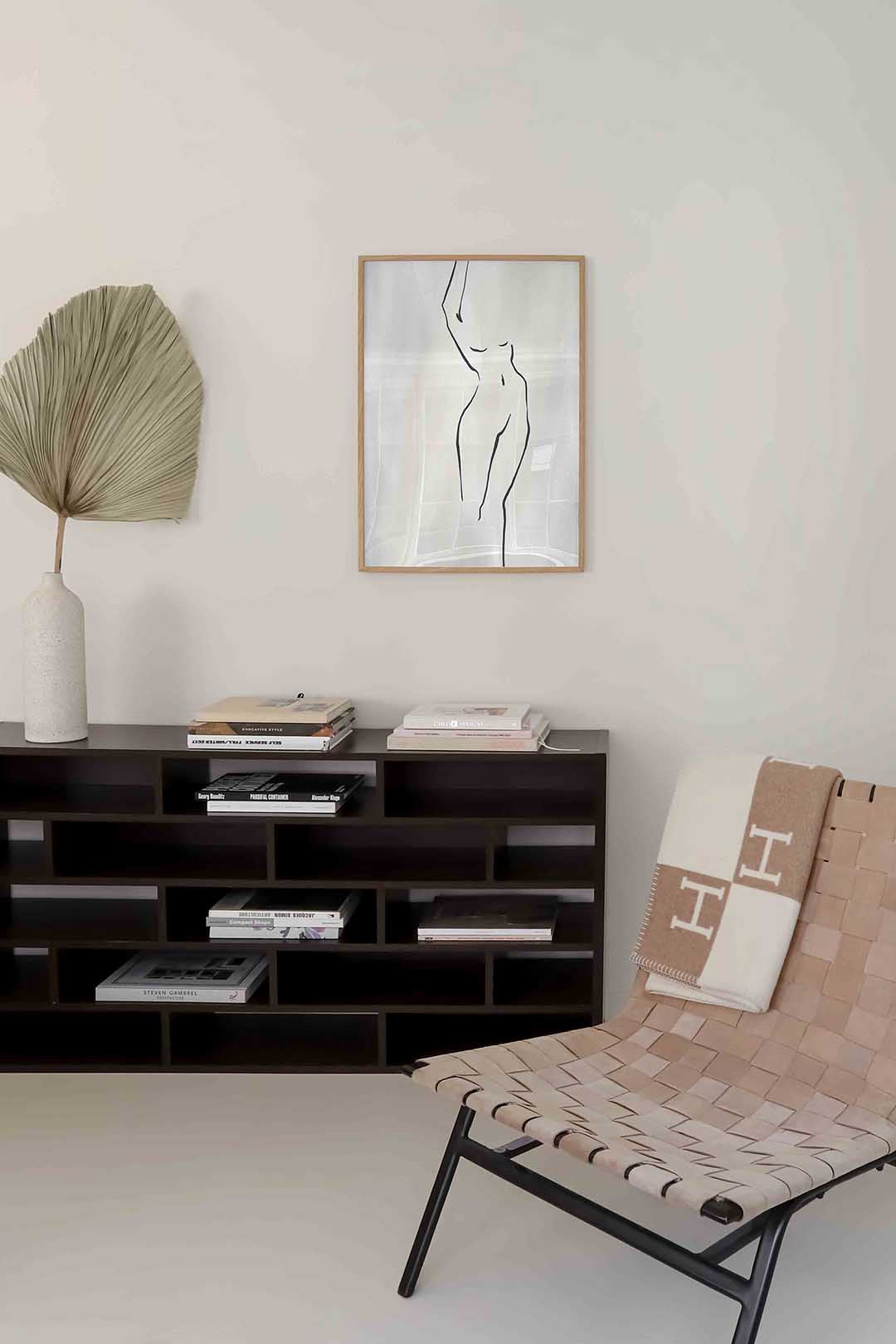 Minimalistische lijntekening – zachte abstracte poster in staand formaat