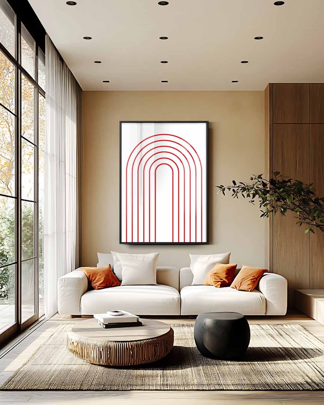 Moderne Rode Boog – staande wandkunst voor woonkamer of interieur