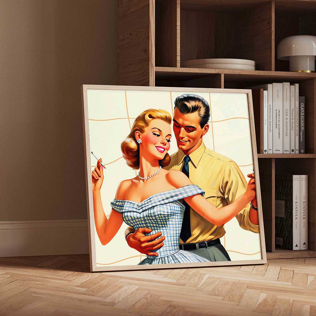 Dansend koppel – vierkante Pop Art wanddecoratie van WallArtistic