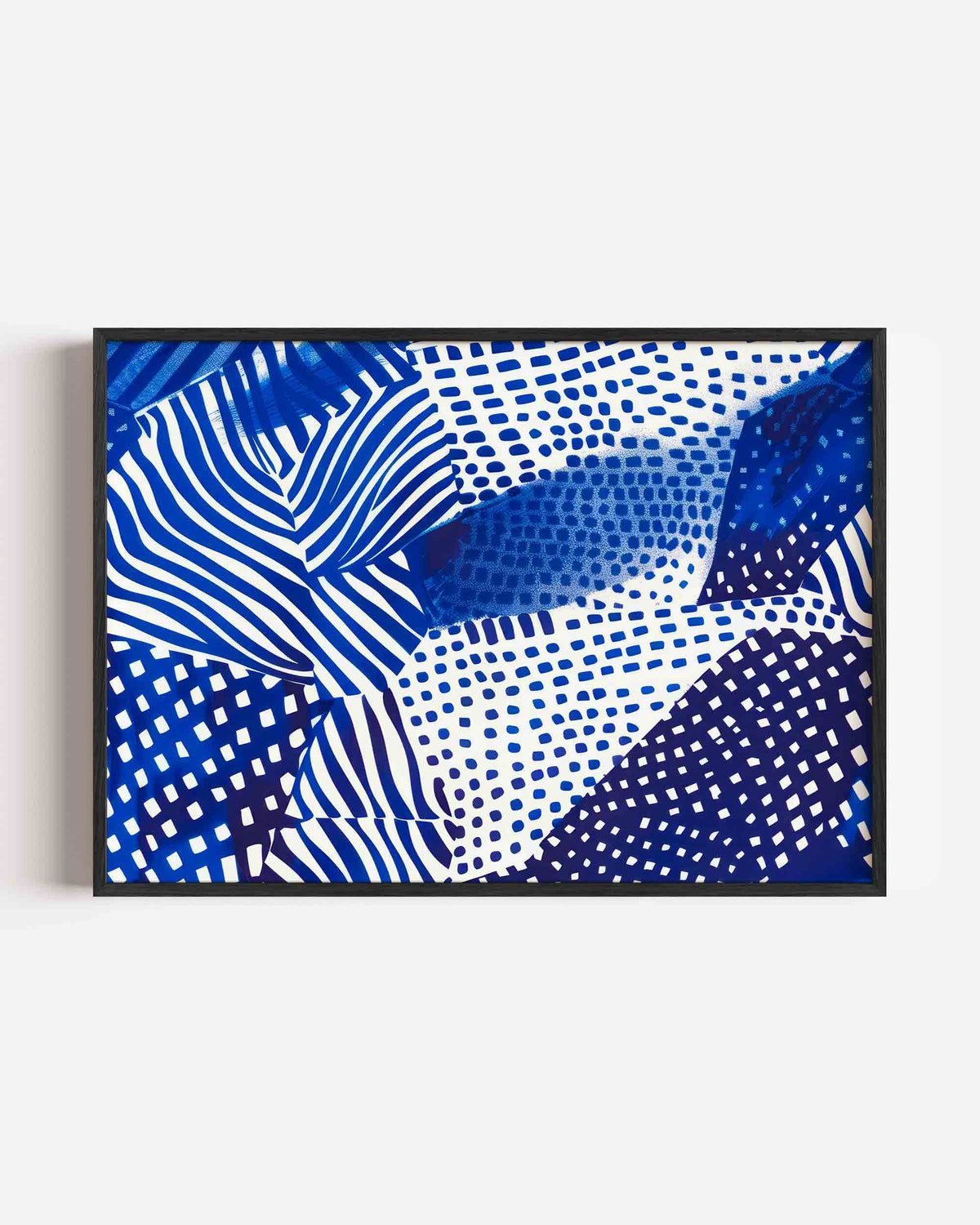 Abstracte blauwe patronen – hedendaagse illustratie poster in landscape formaat