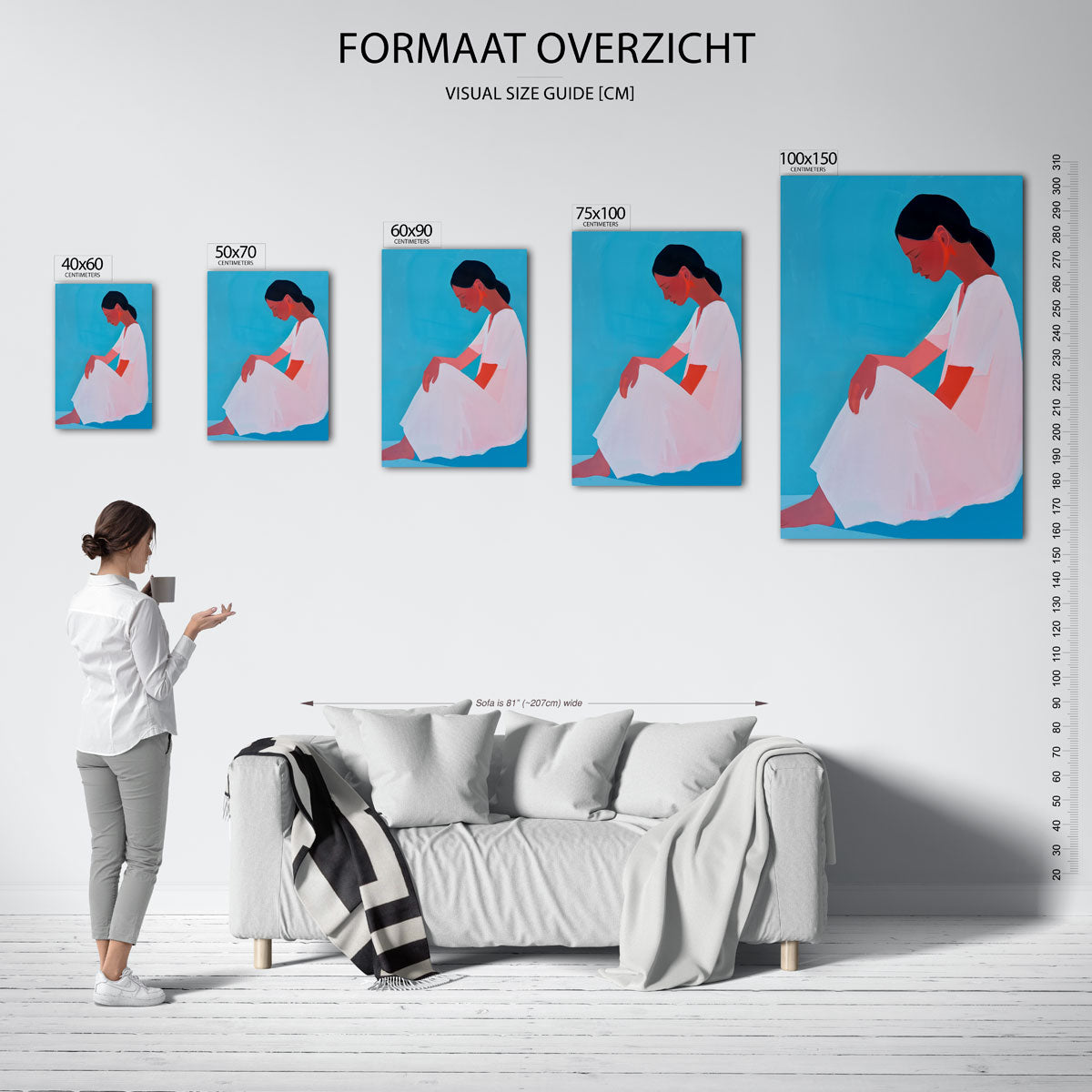 Zittende vrouw – staand wanddecoratie kunstwerk