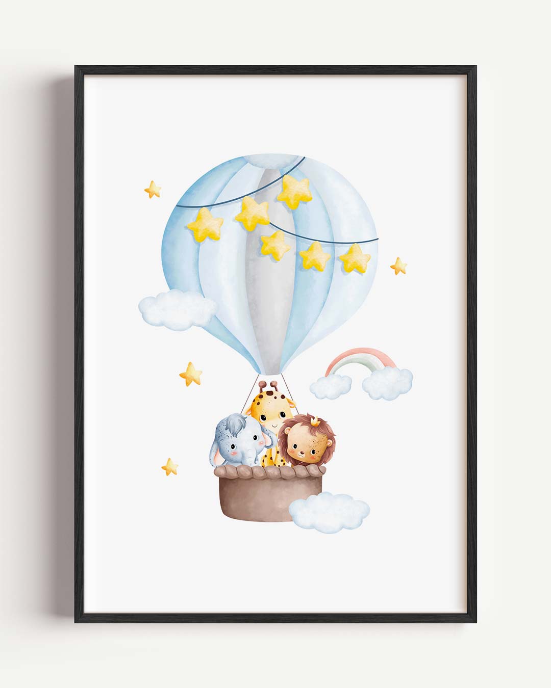 Dromerige Ballon Safari Kinderposter – kids portret poster als wanddecoratie