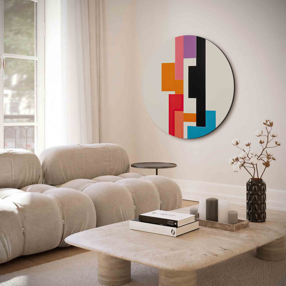 Geometrische vormen – muurcirkel met abstracte texturen voor aan de muur