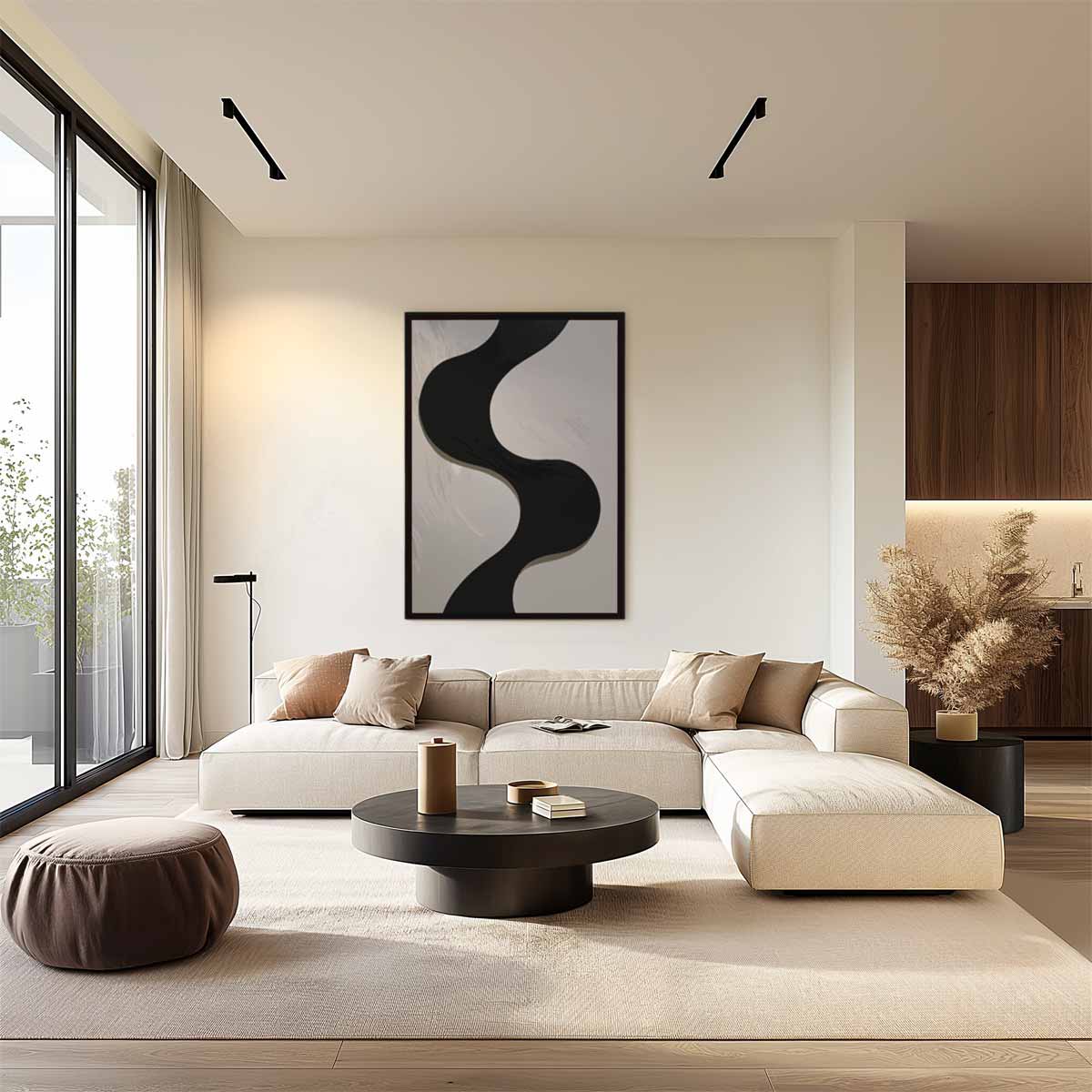 Golvende Contrasten – plexiglas wanddecoratie in portret formaat