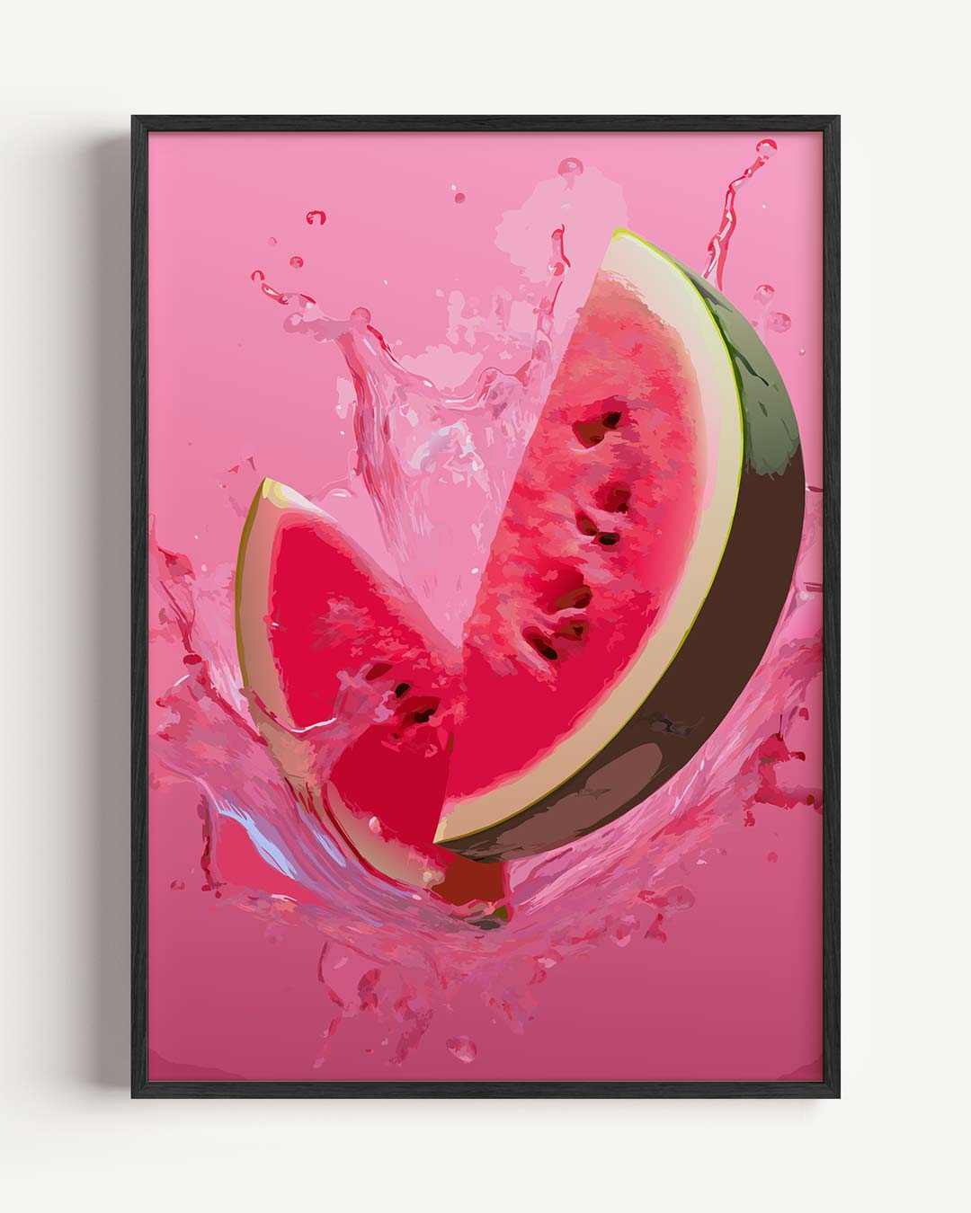 Verfrissende Watermeloen Splash – zomer portret poster als wanddecoratie