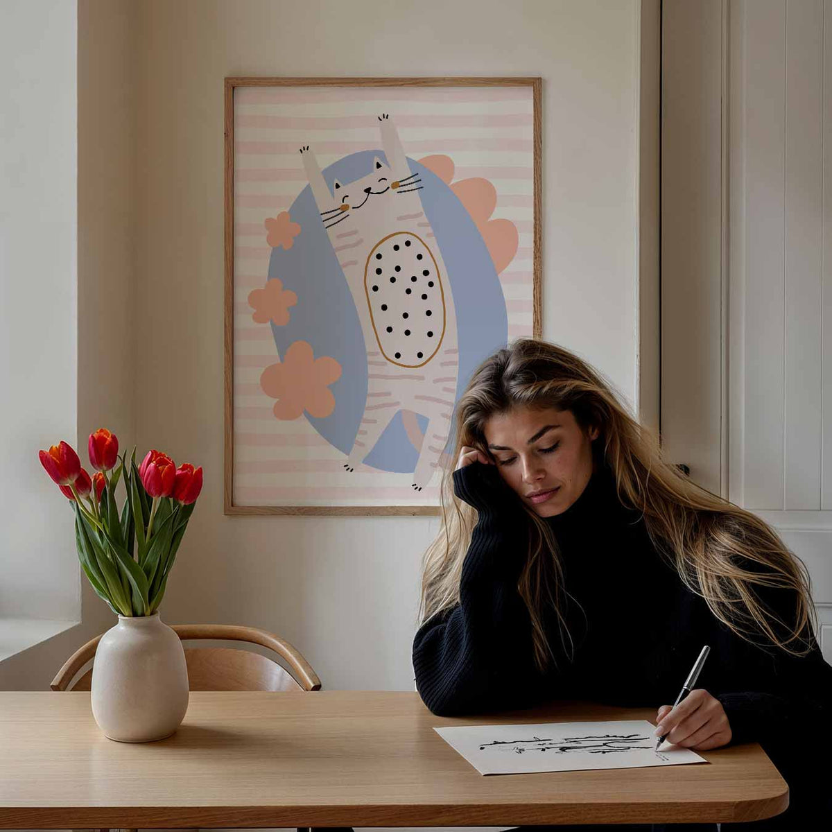 Vrolijke Kattenposter – staande muurposter voor de kinderkamer