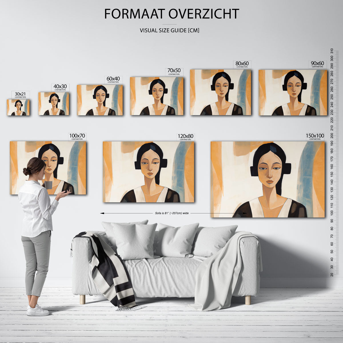 Vrouwelijk portret – liggende muurposter met vrouwelijk portret