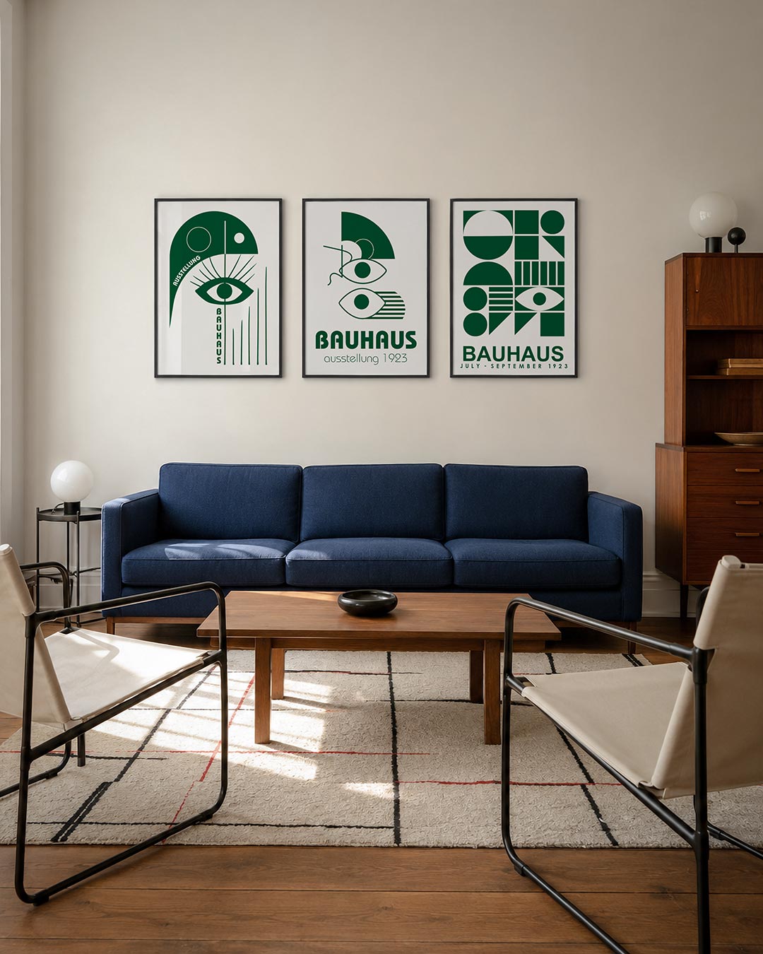 Oog en lijnen driedelige posterset – deze posterset in drie delen toont een groot oog centraal, omringd door strakke lijnen