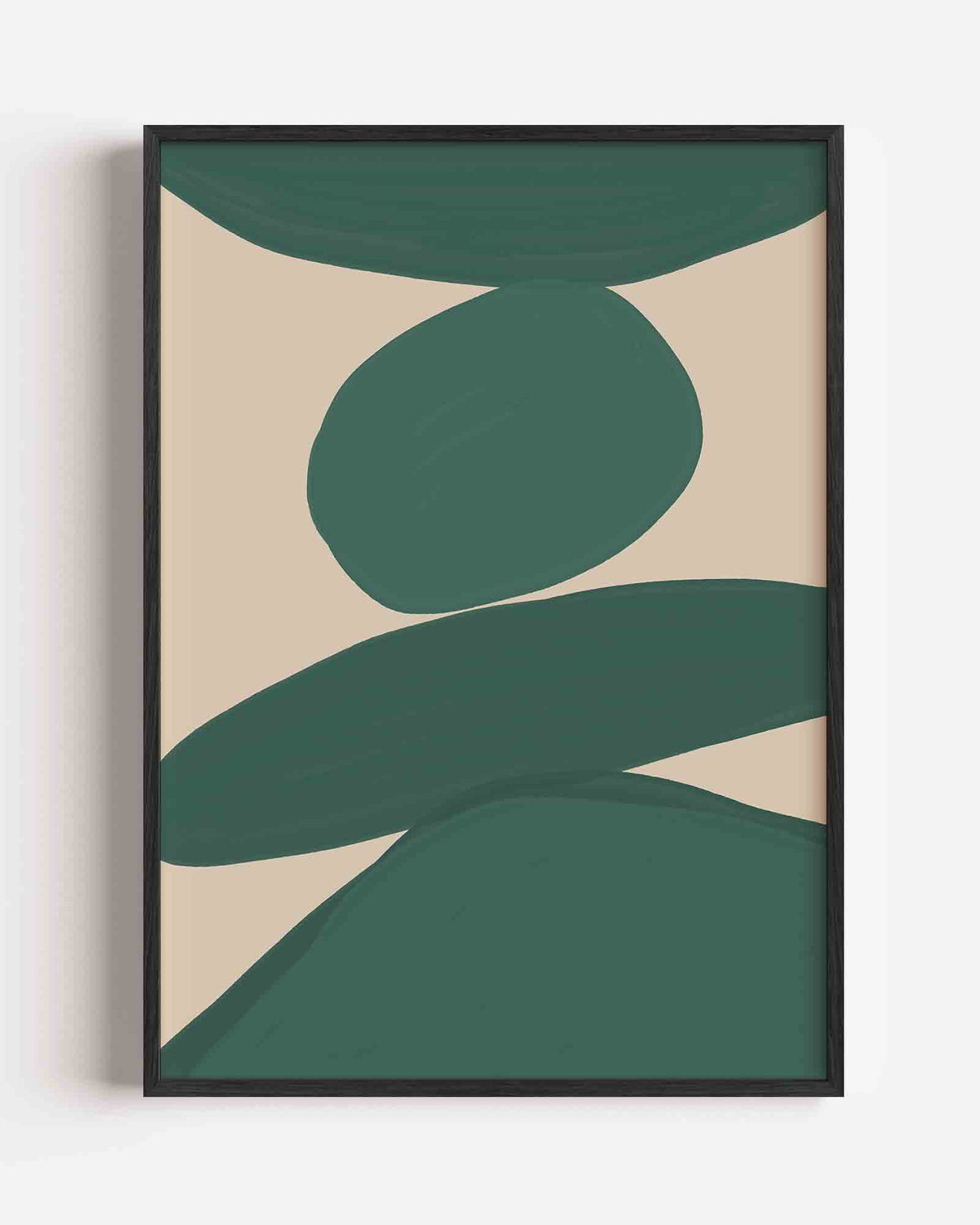 Abstracte groene vormen – hedendaagse illustratie portret poster als wanddecoratie