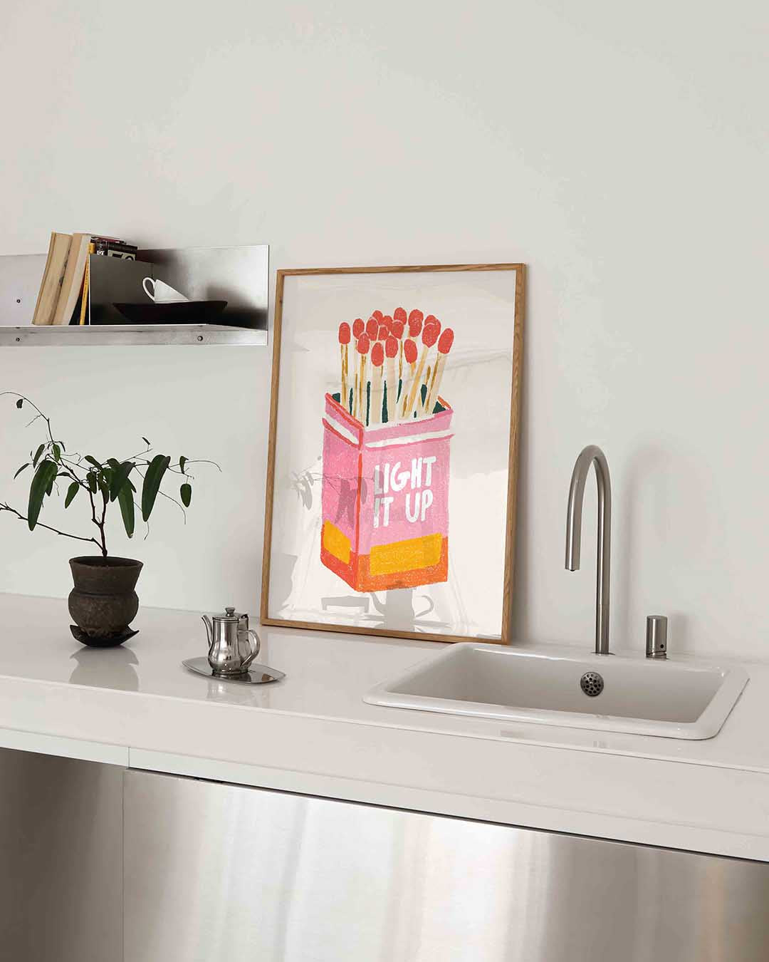 Roze luciferdoos – keukenposter in staand formaat