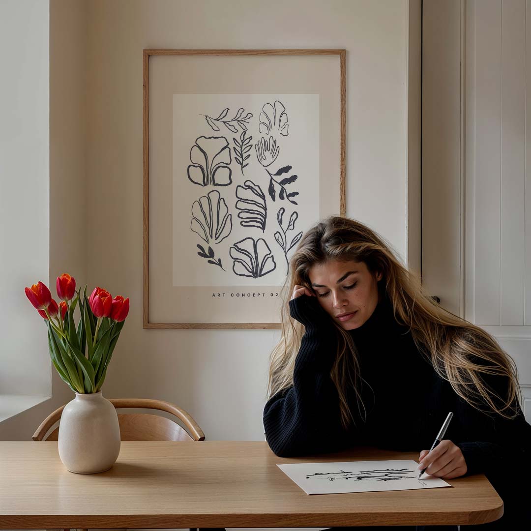 Botanische Print in Schetsstijl – bloemen poster in staand formaat