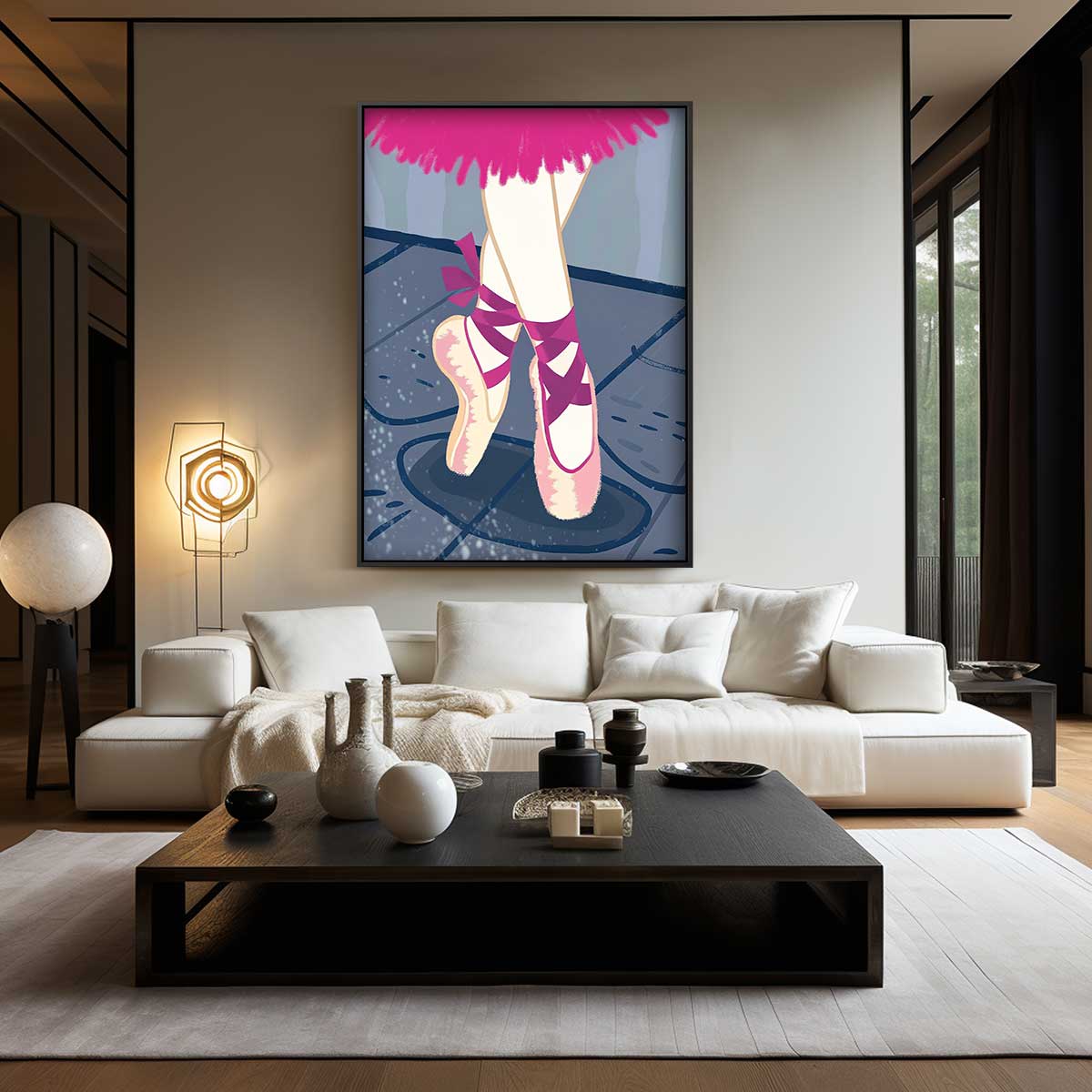 Elegante Balletschoenen in Beweging – staand kunstwerk voor modern interieur