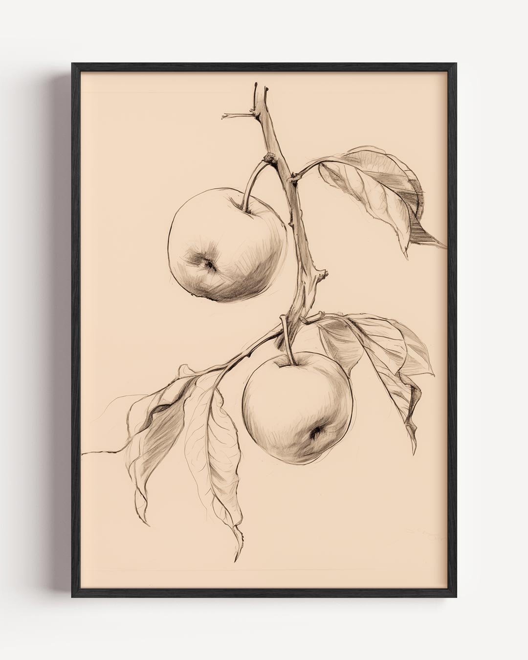 Elegante Potloodschets Appeltak – kerst portret poster als wanddecoratie