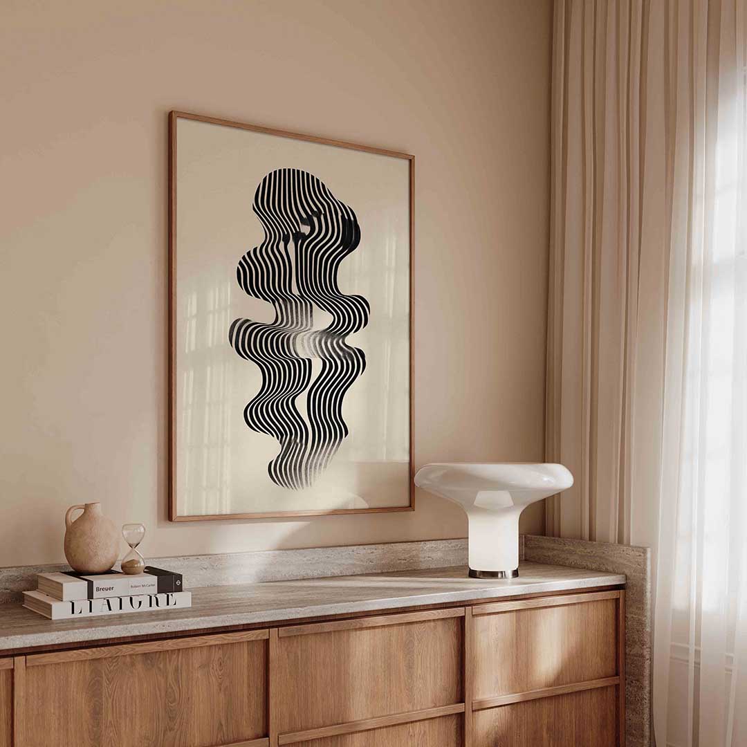 Golvende lijnen – abstracte poster in staand formaat