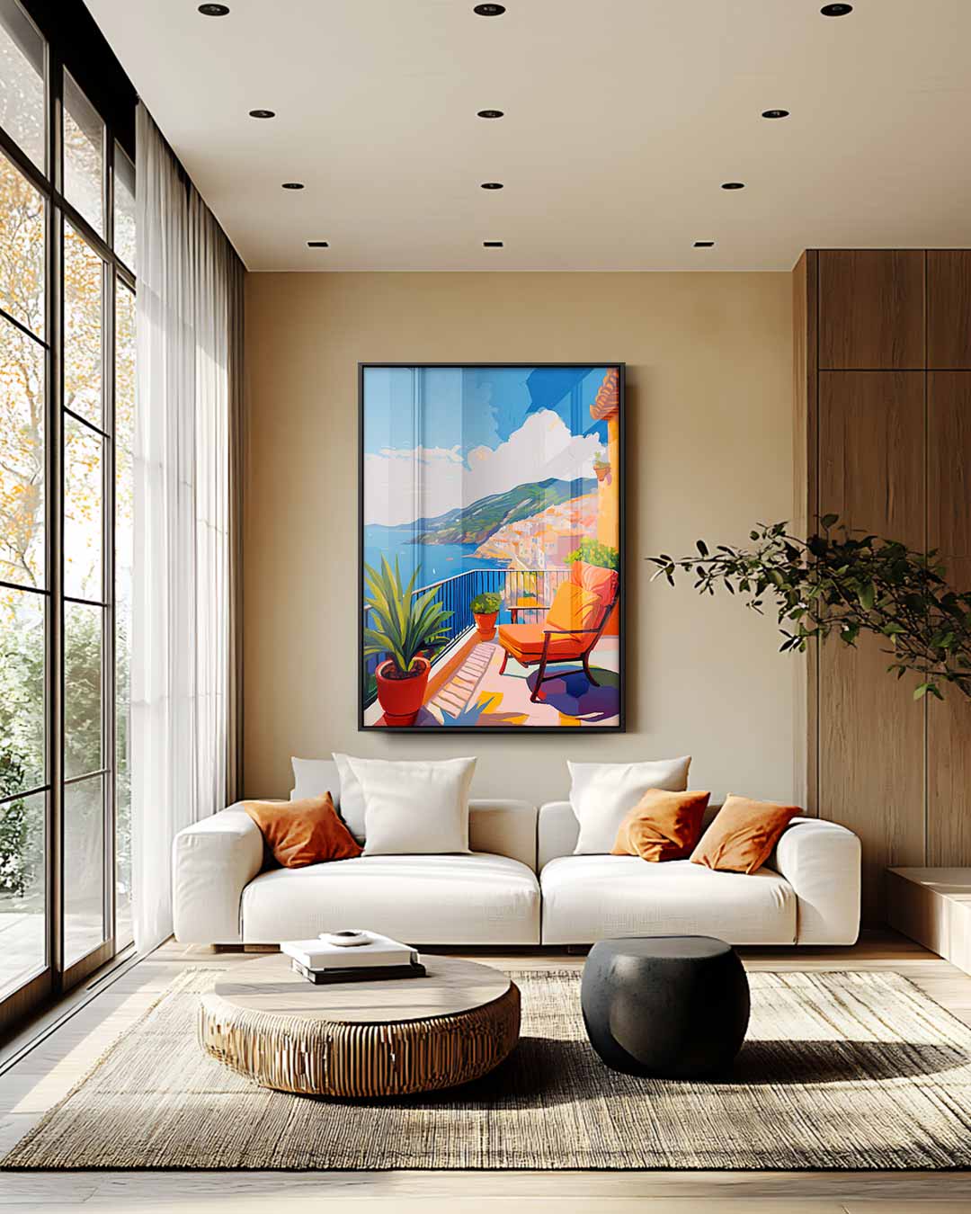 Zonnige Terrasdromen – modern portret kunstwerk van WallArtistic