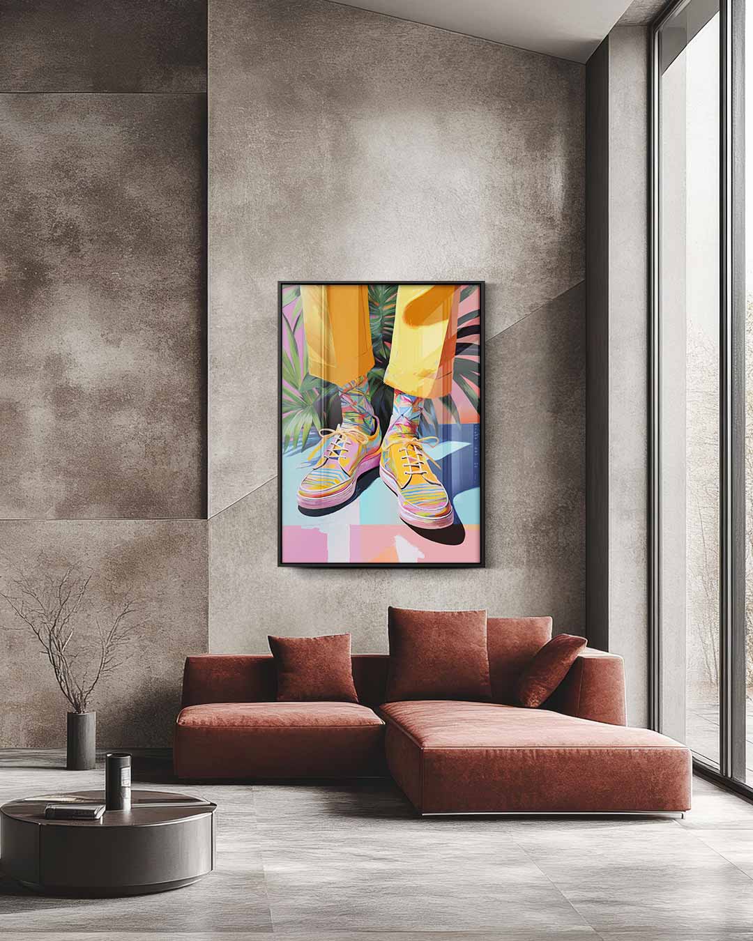 Kleurrijke Sneaker Vibes – staande wandkunst voor woonkamer of interieur