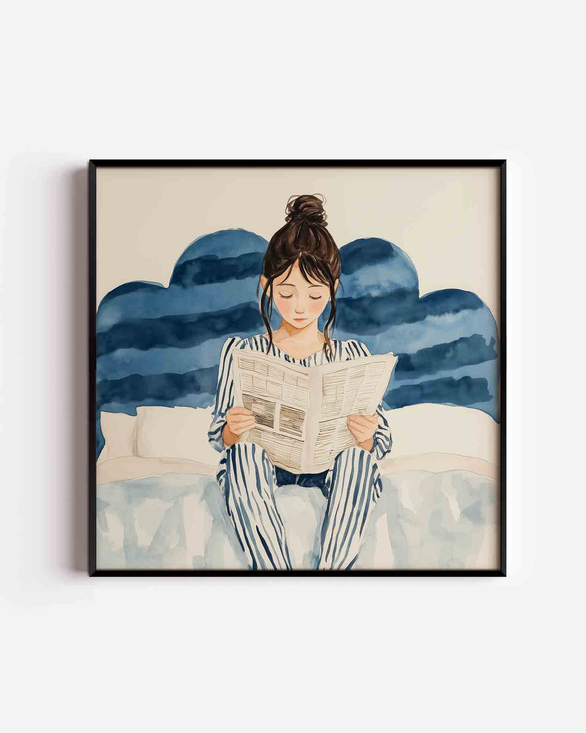 Lezend meisje – moderne vierkante poster als wanddecoratie