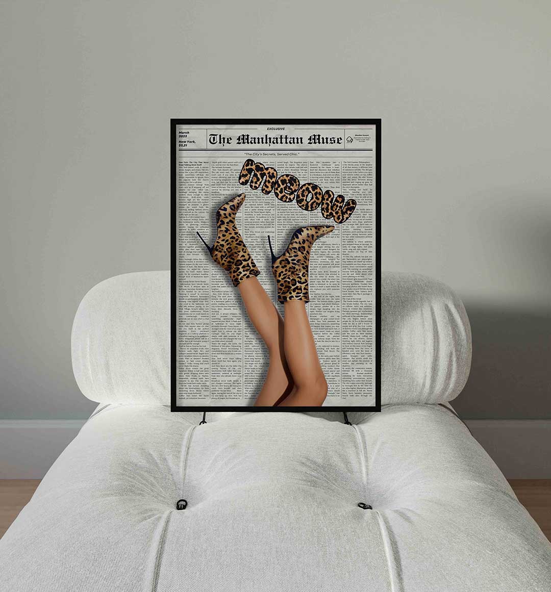 Luipaardprint laarzen – staande Pop Art wanddecoratie van WallArtistic
