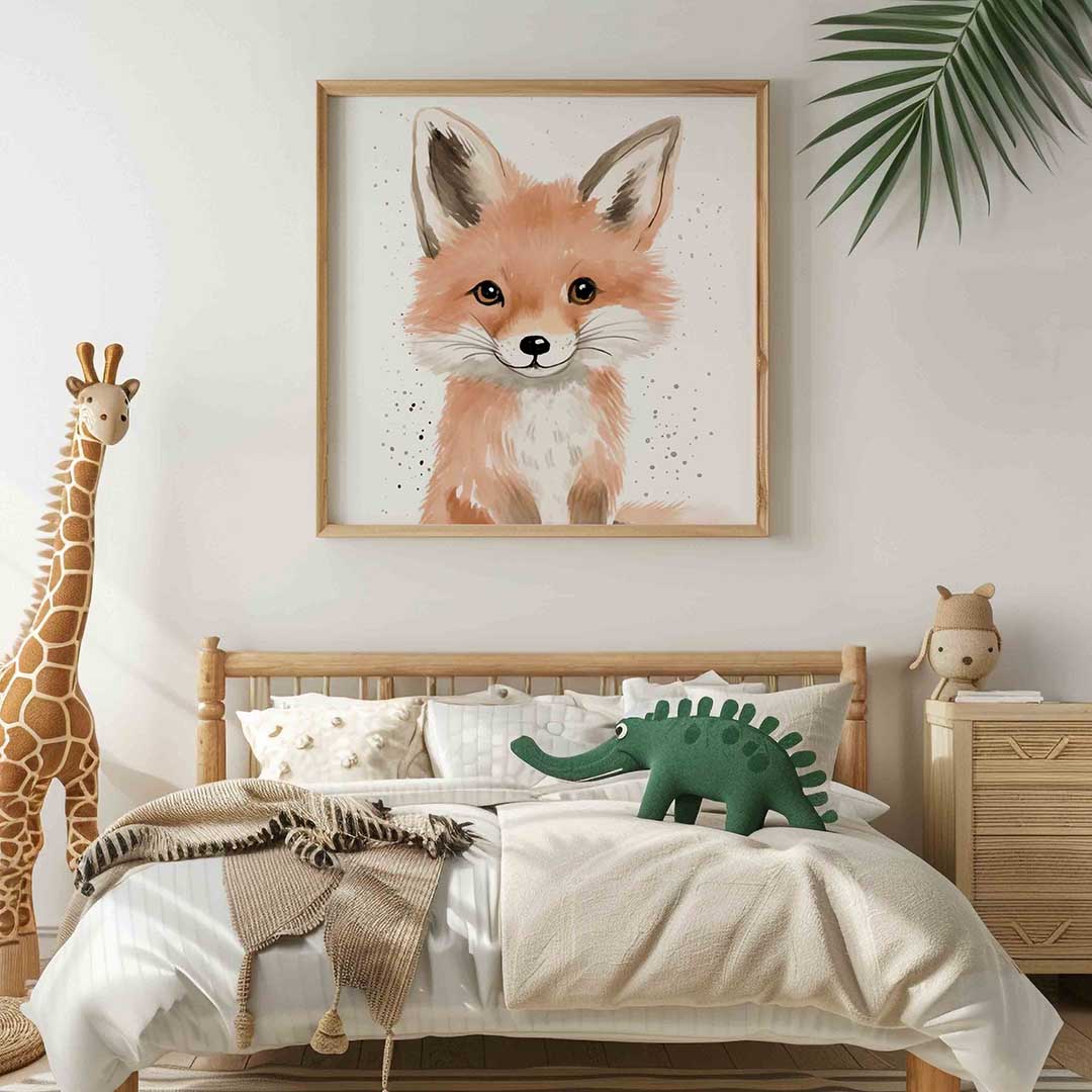 Vrolijke vos – vierkante kinderkamer wanddecoratie van WallArtistic