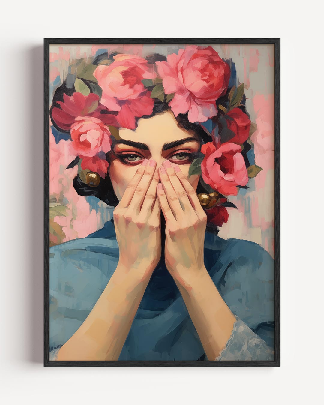 Bloemrijke Mystiek – vrouwelijk portret poster als wanddecoratie