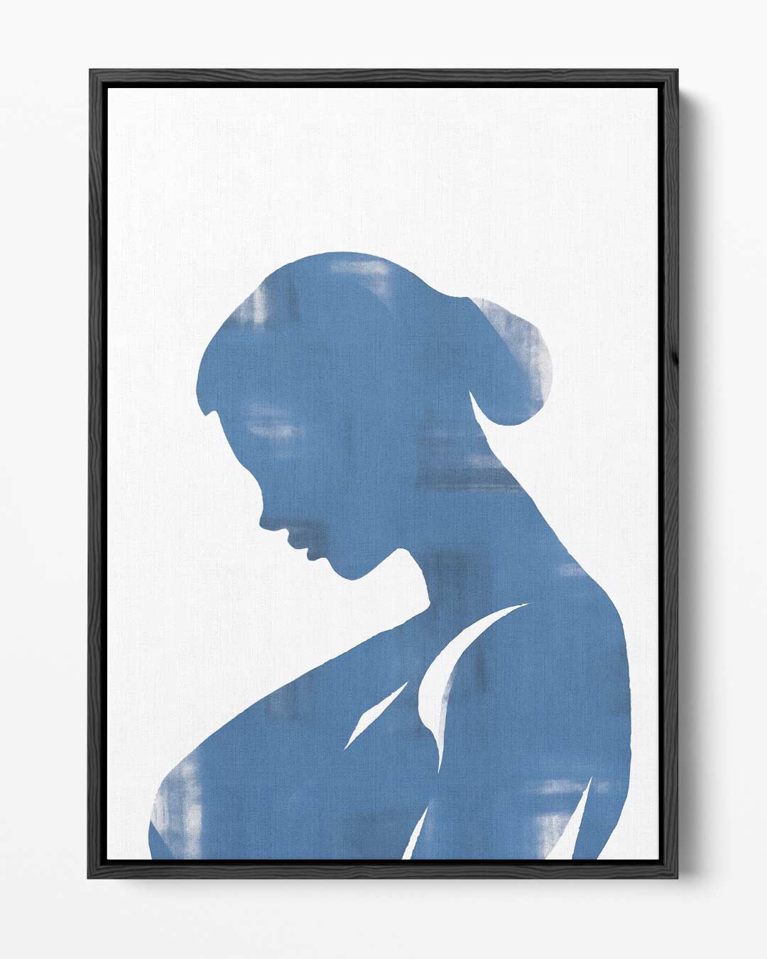 Elegante Blauwe Silhouet – portret kunstwerk als wanddecoratie