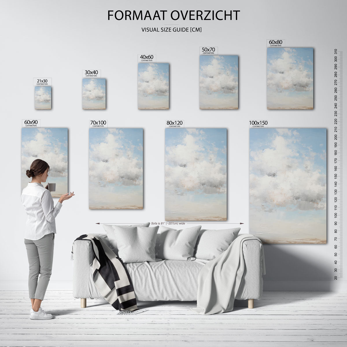 Wolk en lucht – staande muurposter met botanisch thema