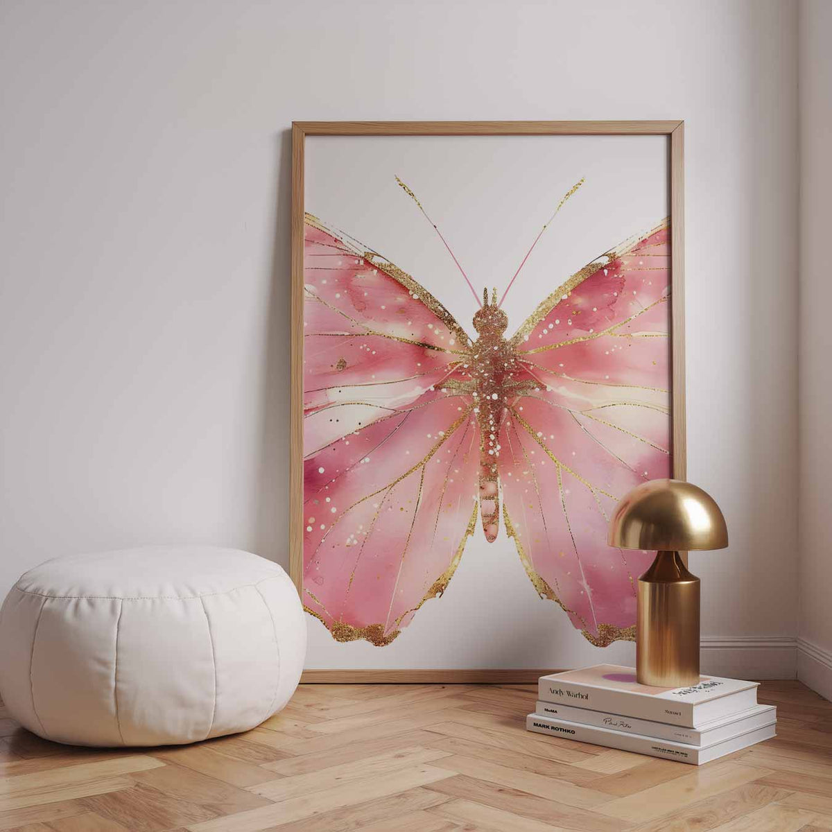 Betoverende Roze Vlinder – urban poster in staand formaat