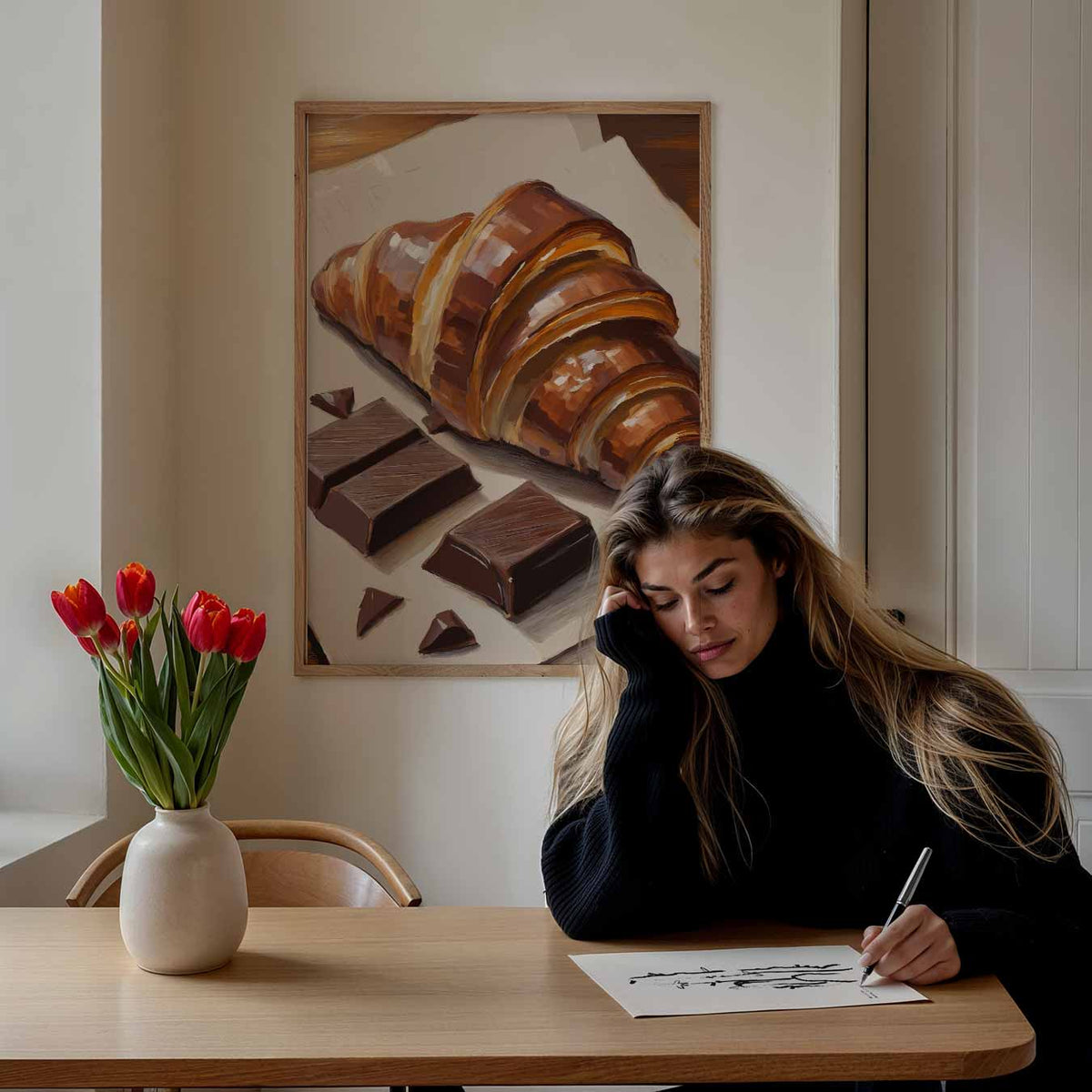 Croissant & Chocolade Kunstposter – keuken portret poster, afbeelding 7