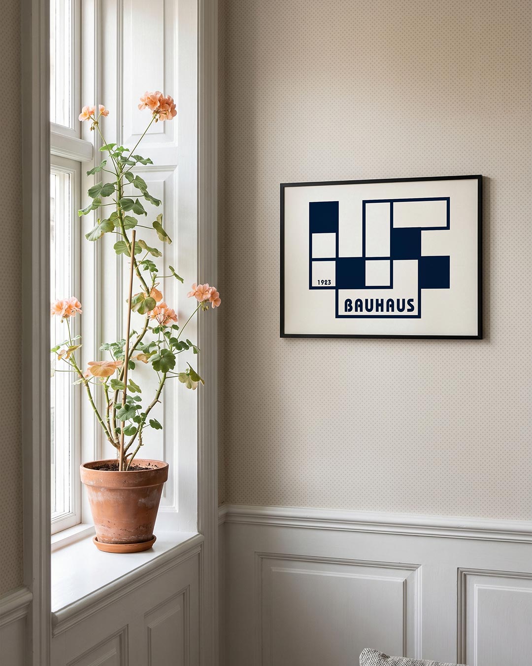 Vlakverdeling en lijnen – liggende Bauhaus poster voor aan de muur