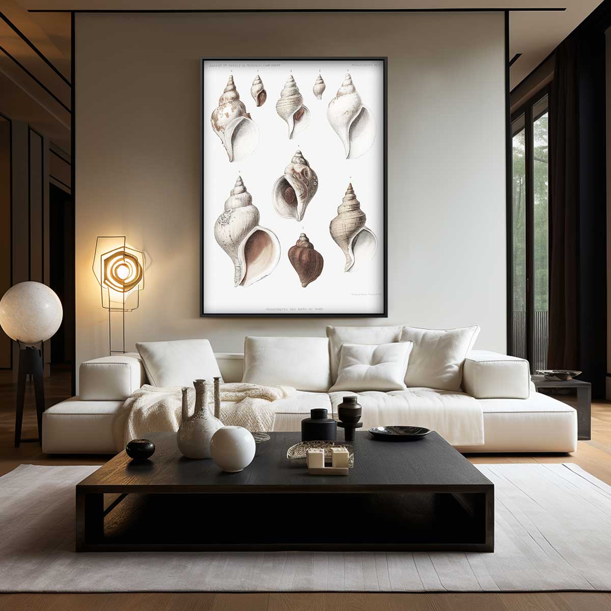 Vintage Schelpen Illustratie – staand kunstwerk voor modern interieur