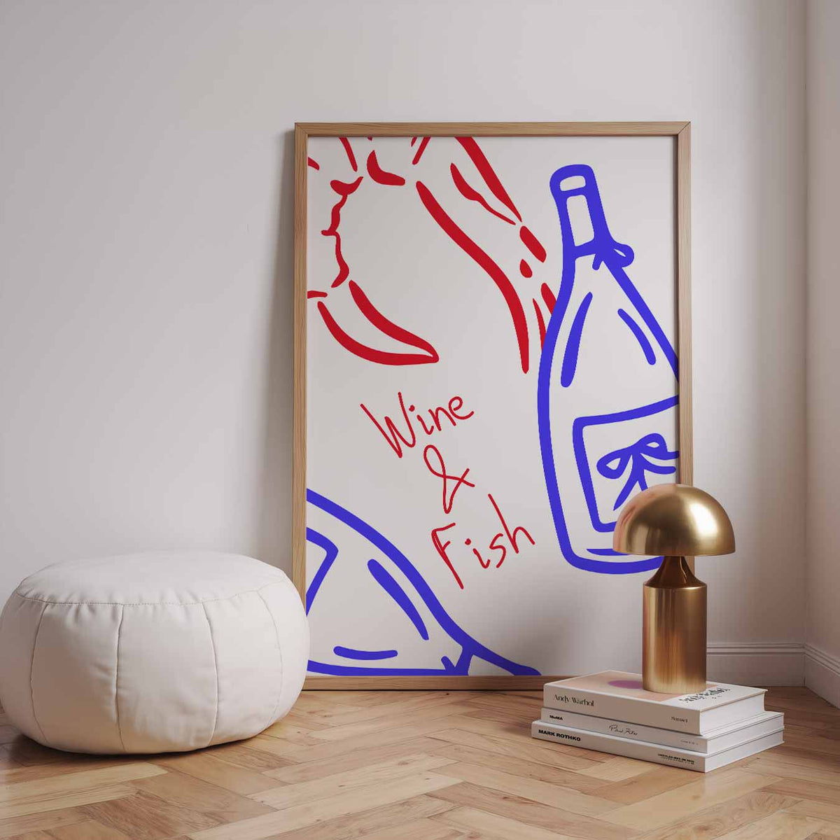Wijn & Vis – staande zomer wanddecoratie van WallArtistic