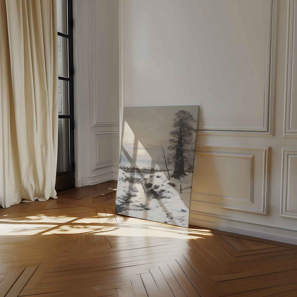 Winterse Rust in het Landschap – staand kunstwerk voor modern interieur