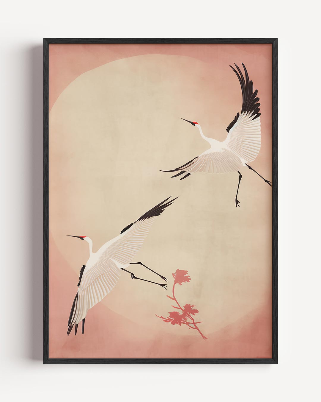 Elegante Kraanvogels in Vliegende Vlucht – dieren portret poster als wanddecoratie
