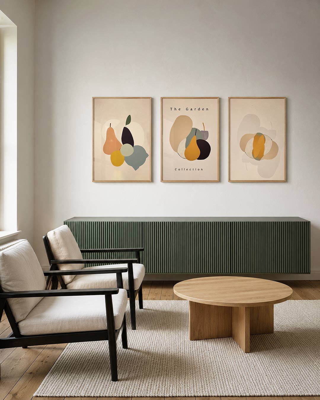 Vorm en kleurenspel – deze posterset toont een speelse compositie van organische vormen in zachte – weergave 3