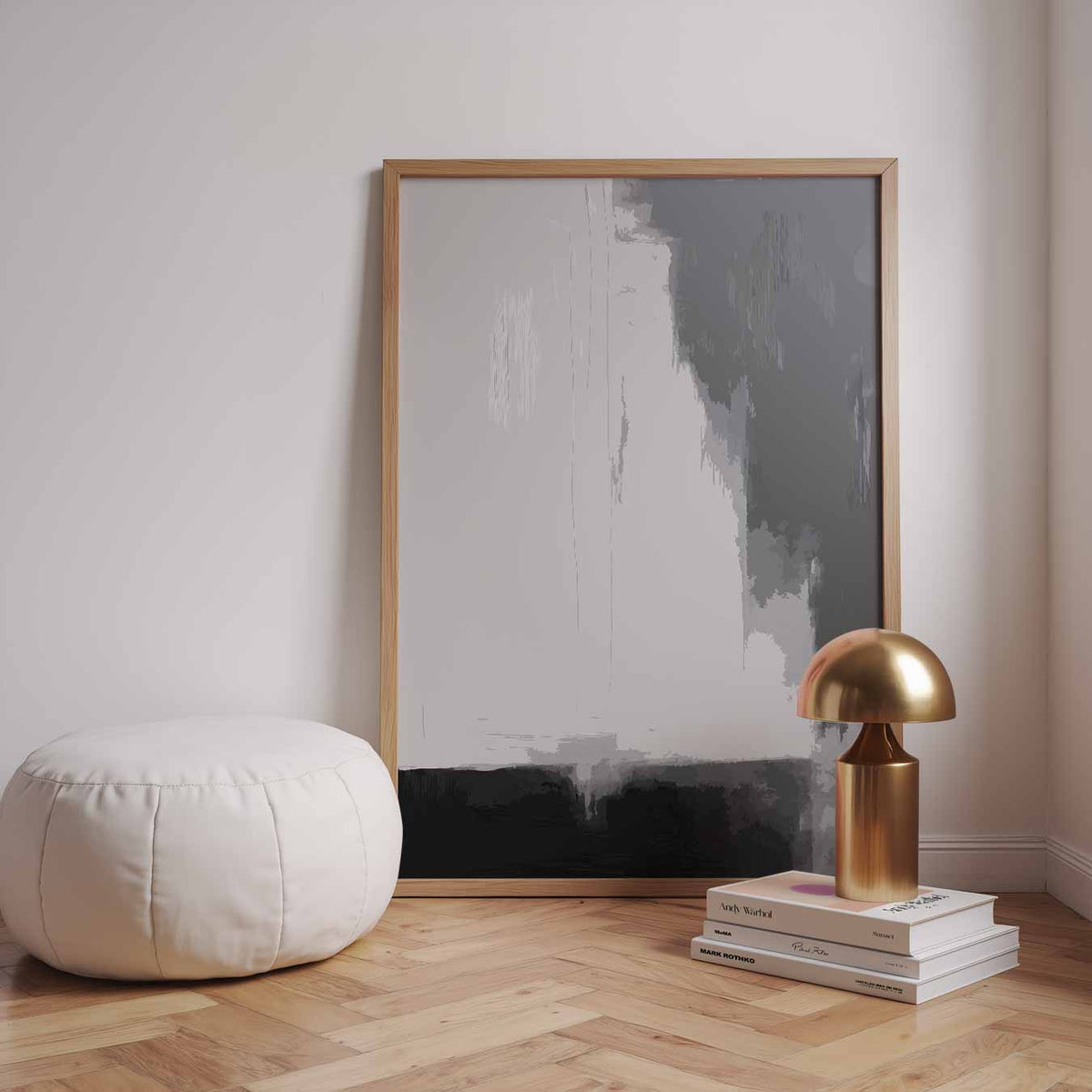 Modern Abstracte Grijstinten – staande kleurrijke abstracte wanddecoratie van WallArtistic