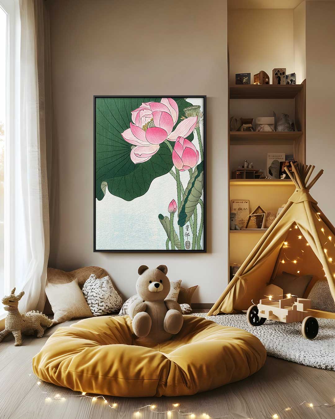 Vrolijke Lotus Droom – staand kunstwerk voor modern interieur