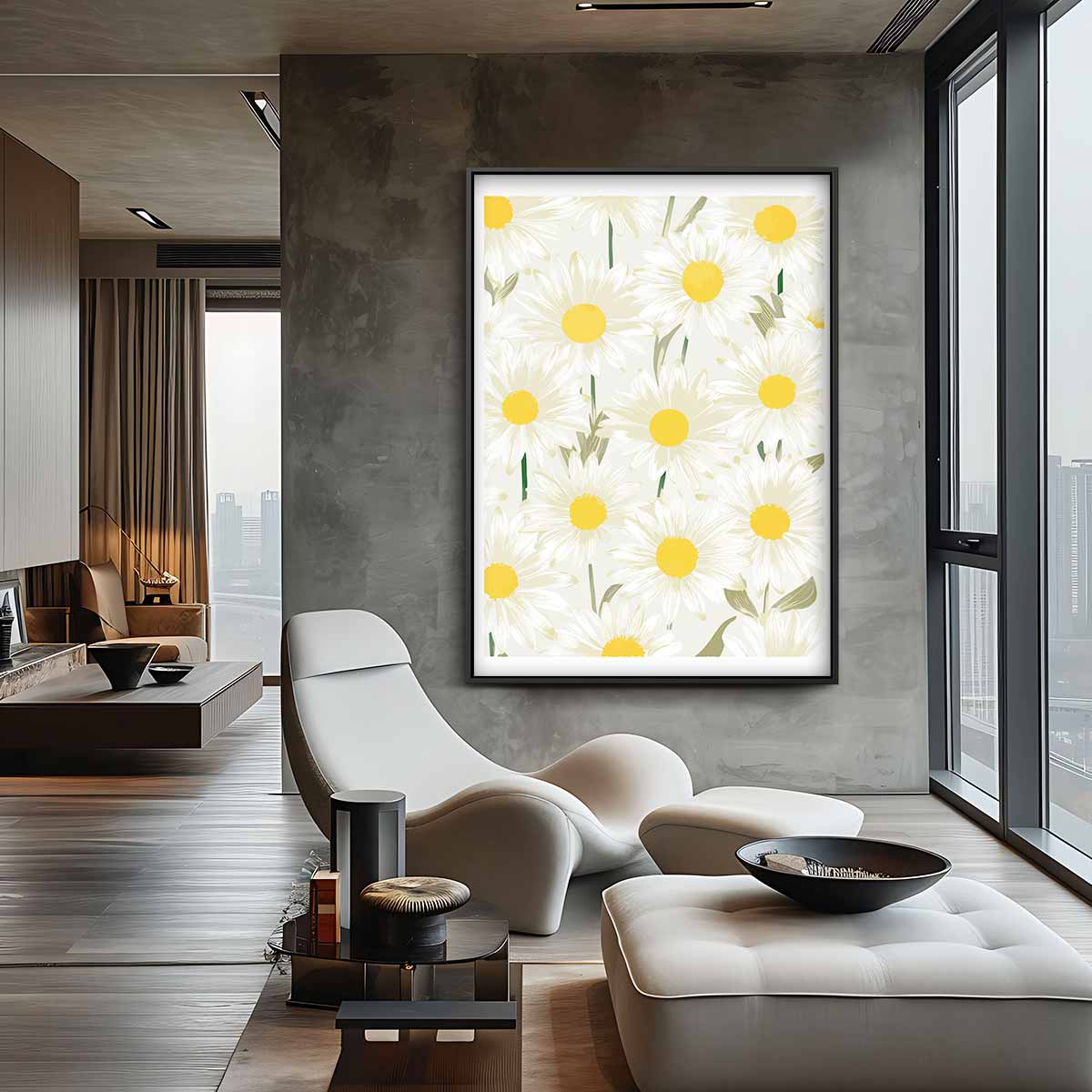 Frisse Madeliefjes Print – canvas kunstwerk als wanddecoratie