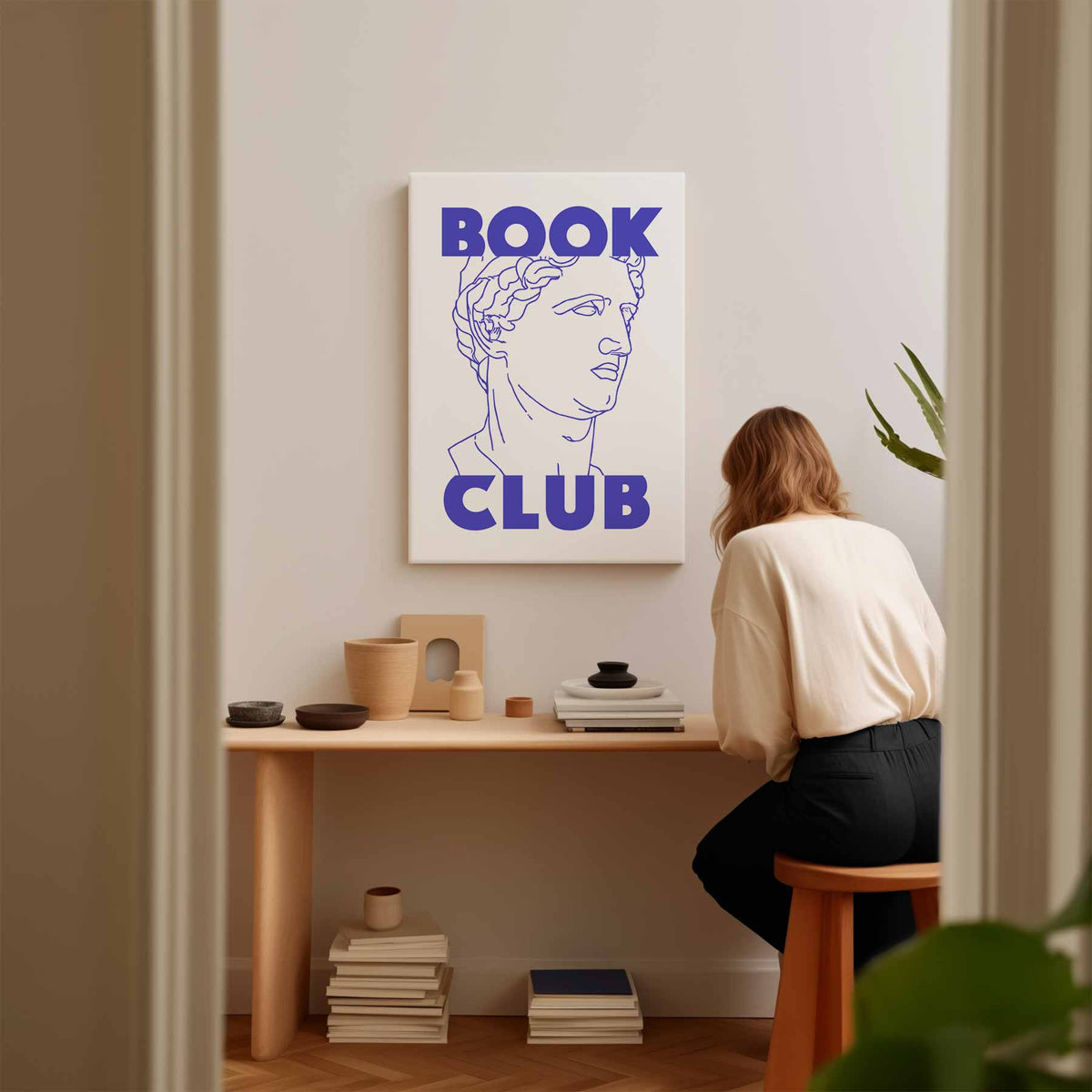 Boekclub Klassieke Buste – kunstwerk met zwarte baklijst