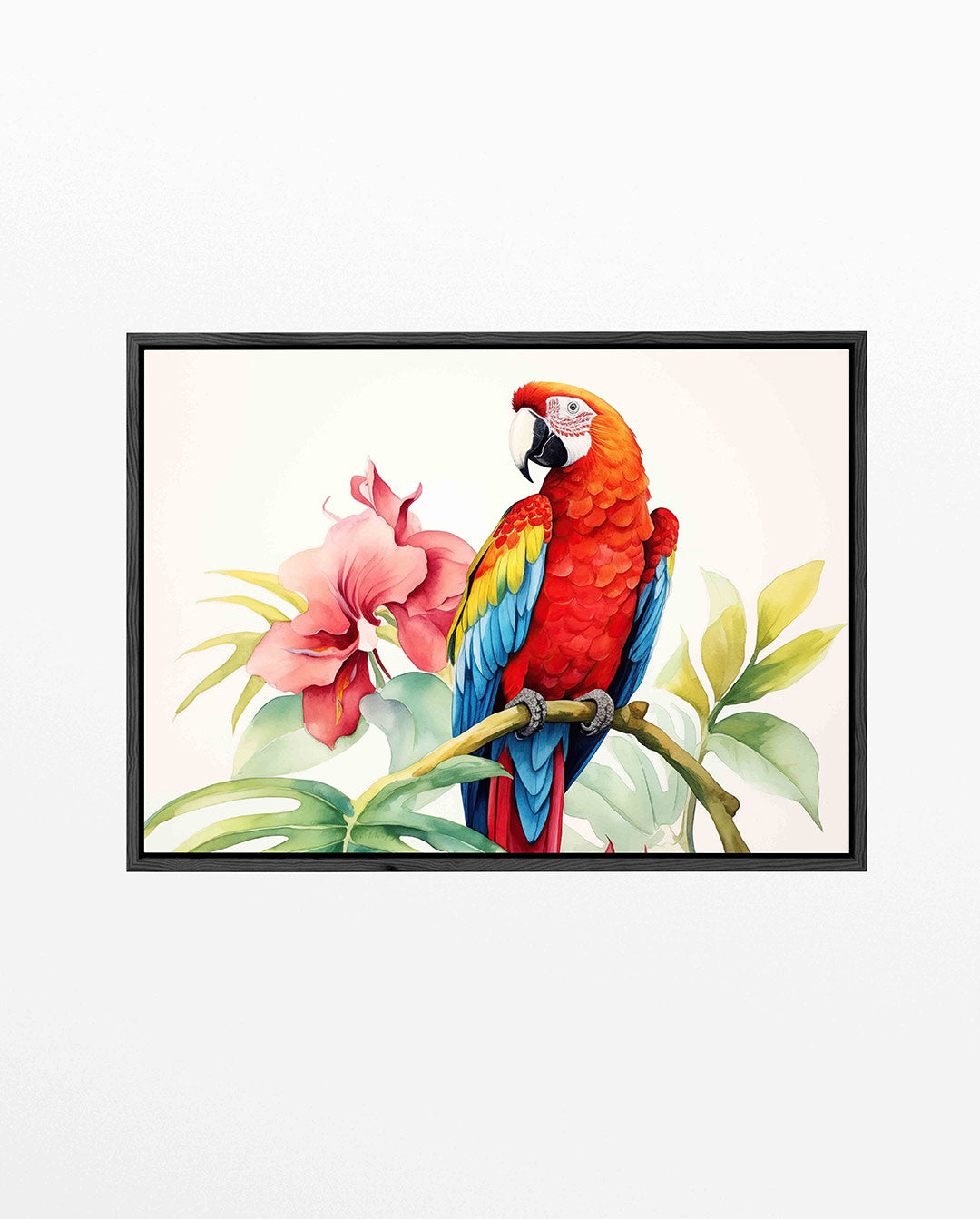 Vrolijke papegaai – Liggende wanddecoratie – liggend jungle kunstwerk