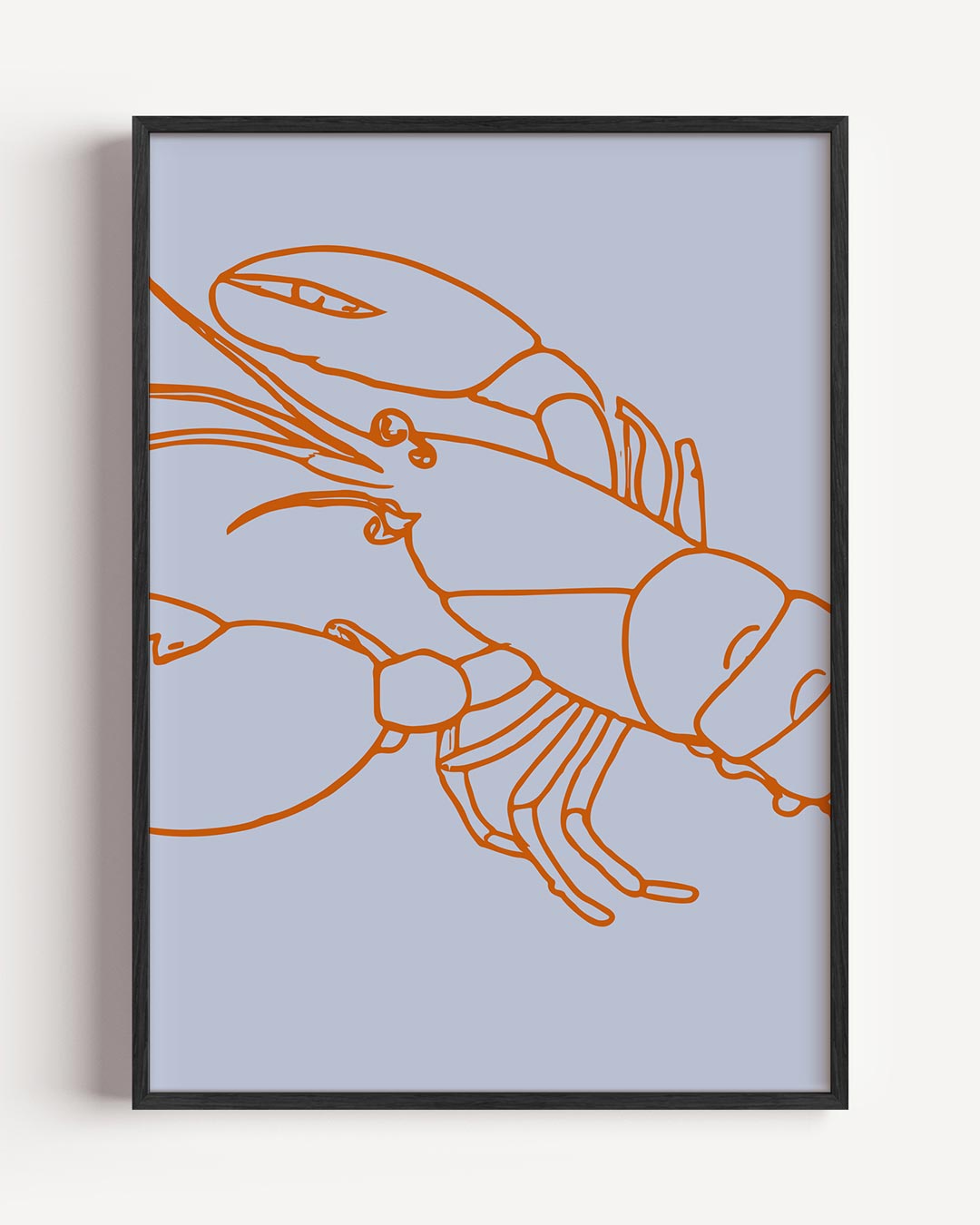 Stijlvolle Oranje Kreeftenlijntekening – keuken portret poster als wanddecoratie