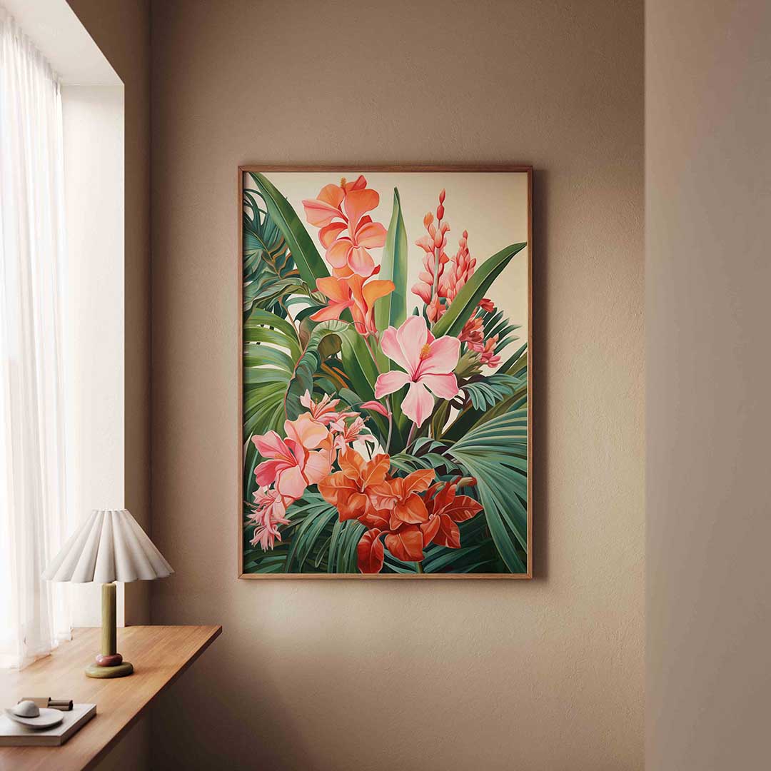 Bloemen en bladeren – staande jungle wanddecoratie van WallArtistic