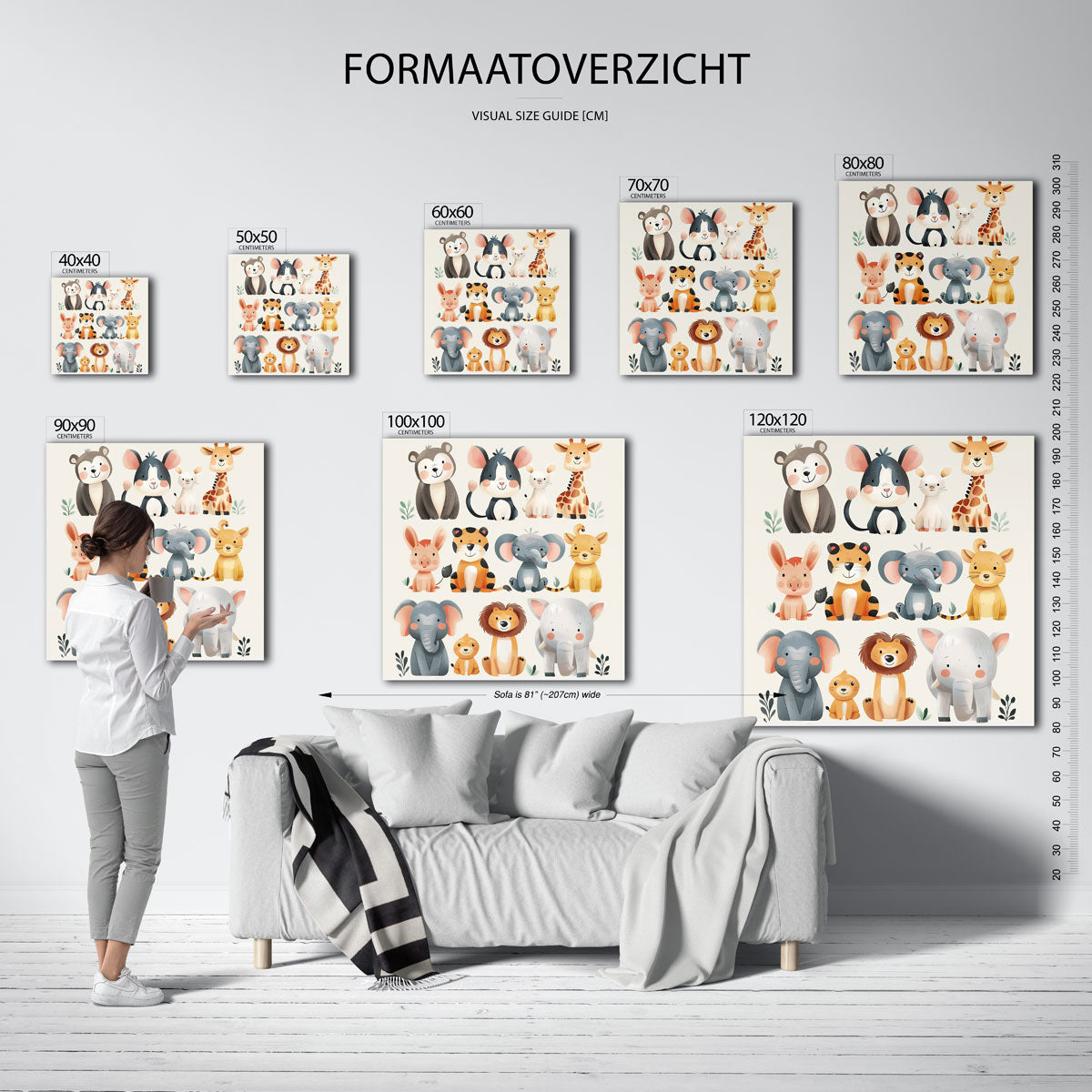 Schattige dieren – vierkante muurposter voor de kinderkamer